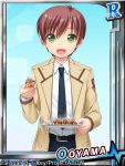  1boy angel_beats! belt brown_hair buckle green_eyes male_focus necktie ooyama_(angel_beats!) school_uniform short_hair takoyaki touon 