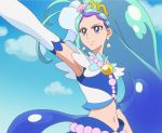  aqua_hair armpits blue_eyes clouds cure_mermaid elbow_gloves gloves go!_princess_precure highres long_hair precure screencap sky 