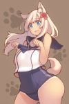  animal_ears mogu_(kanikama_mgmg) paw_pose swimsuit swimsuit_under_clothes tail 