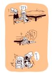  1girl bed book comic domino_mask inkling long_hair mask myonmyon pointy_ears question_mark splatoon super_soaker table tentacle_hair translation_request 