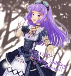  aikatsu! blush dress hikami_sumire long_hair purple_eyes smile violet_hair 