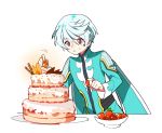  1boy blush cake food fruit male_focus mikleo_(tales) strawberry tales_of_(series) tales_of_zestiria yanzhan 