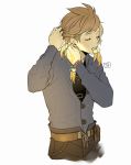  1boy brown_hair closed_eyes male_focus mouth_hold short_hair solo sorey_(tales) t0mati0a tales_of_(series) tales_of_zestiria 