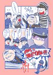  6+boys :3 alternate_costume baton brothers choromatsu comic hug jyushimatsu karamatsu kerchief multiple_boys osomatsu-kun osomatsu-san osomatsu_(osomatsu-kun) police police_uniform prison_clothes sakuhou3390 siblings tearing_up todomatsu translation_request uniform 