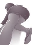  1girl ass climbing cyclops formal from_behind kouda_tomohiro manako monochrome monster_musume_no_iru_nichijou one-eyed pantyhose shadow skirt_suit solo suit 