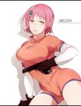  1girl bodysuit mezzo_danger_service_agency mezzo_forte pink_hair short_hair suzuki_mikura 