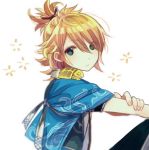  1boy animal_on_shoulder green_eyes harun_(artist) japanese_clothes kamekichi male_focus orange_hair touken_ranbu turtle upper_body urashima_kotetsu 