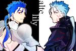  2boys armor blue_hair dark_persona dual_persona fate/stay_night fate_(series) lancer light_persona multiple_boys o-rui red_eyes 