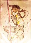  1boy colored_pencil_(medium) fate/stay_night fate_(series) fire gae_bolg lancer polearm solo spear takeluuu traditional_media weapon 