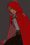  1boy emiya_shirou fate/stay_night fate_(series) highres hood little_red_riding_hood little_red_riding_hood_(cosplay) o-rui orange_hair red_hood solo yellow_eyes 