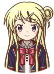  1girl blonde_hair hair_ornament kin-iro_mosaic kujou_karen long_hair mugen_ouka smile solo tagme union_jack 