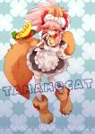  1girl animal_ears bell bell_collar breasts caster_(fate/extra) collar fate/grand_order fate_(series) food fox_ears gloves kettle21 maid omurice paw_gloves paw_shoes pink_hair shoes solo tail tamamo_cat_(fate/grand_order) 
