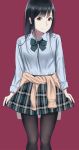  1girl black_hair blue_eyes bow highres long_hair original pantyhose saitou_(lynx-shrike) school_uniform smile solo 