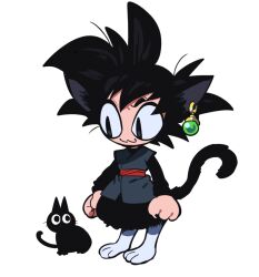  1boy :3 animal_ear_fluff animal_ears animal_hands black_hair cat cat_boy cat_ears cat_tail chibi dougi dragon_ball dragon_ball_super earrings goku_black grey_tunic jewelry kemonomimi_mode nanika_(nnkgh) potara_earrings scratch_(dragon_ball) simple_background single_earring slit_pupils spiky_hair tail tunic 