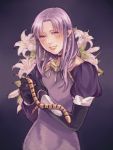  1girl caster fate/stay_night fate_(series) flower haruhikohiko lily_(flower) pointy_ears purple_hair snake solo violet_eyes 