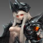  armor bacius helmet hime_cut long_hair pale_skin red_eyes white_hair 