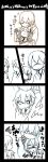  4girls ? akagi_(kantai_collection) closed_eyes comic directional_arrow highres hug hug_from_behind jealous kaga_(kantai_collection) kantai_collection monochrome multiple_girls open_mouth satoshi_(peso727) shigure_(kantai_collection) smile sweat translation_request yamashiro_(kantai_collection) 