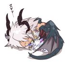  1boy :3 chibi dragon_boy dragon_horns dragon_tail dragon_wings fate/grand_order fate_(series) four_(fate/grand_order) horns maho_(boku_no_kao_wo_otabeyo) saber_of_black siegfried_(fate/grand_order) sleeping tail white_hair wings 