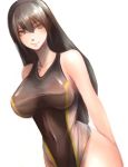  1girl black_hair brown_eyes bump_(bump321) competition_swimsuit highres kantai_collection long_hair nagato_(kantai_collection) one-piece_swimsuit swimsuit 