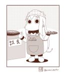  alternate_costume apron commentary_request eating headband kantai_collection muppo northern_ocean_hime plate sazanami_konami toothpick translated twitter_username 