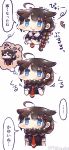  ... 1girl ahoge braid comic commentary_request hair_flaps hair_ornament hair_ribbon hair_scarf highres kantai_collection leaf long_hair ribbon runny_nose school_uniform serafuku shigure_(kantai_collection) single_braid spoken_ellipsis tanaka_kusao translated trembling twitter_username 