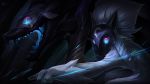  highres kindred lamb_(character) league_of_legends mask open_mouth vegacolors violet_eyes wallpaper wolf 