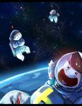  3boys brothers choromatsu crossed_arms earth floating heart heart_in_mouth highres jyushimatsu multiple_boys osomatsu-kun osomatsu-san osomatsu_(osomatsu-kun) siblings smile space spacesuit 