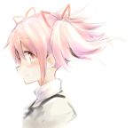  1girl damenano104 hair_ribbon kaname_madoka mahou_shoujo_madoka_magica pink_eyes pink_hair profile ribbon school_uniform short_twintails smile solo twintails upper_body 