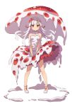  1girl commentary_request kim_bae-eo long_hair looking_at_viewer mushroom_girl original personification red_eyes simple_background solo white_background white_hair 
