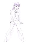  1girl monochrome original panties sketch solo thigh-highs traditional_media underwear yoshitomi_akihito 