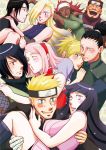  5boys 5girls akimichi_chouji black_hair blonde_hair blue_eyes brown_hair carrying couple forehead_protector hair_over_one_eye haruno_sakura hetero hug hyuuga_hinata karui long_hair miurin multiple_boys multiple_girls nara_shikamaru naruto pink_hair ponytail princess_carry redhead sai short_hair temari uchiha_sasuke uzumaki_naruto yamanaka_ino 