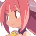  bangs blunt_bangs demon_girl disgaea harada_takehito icon lowres makai_senki_disgaea official_art pink_hair smile succubus succubus_(disgaea) 