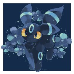  alternate_color black_eyes blue_flower closed_mouth colored_sclera flower highres looking_up merino_(merino_9999) no_humans pokemon pokemon_(creature) shiny_pokemon smile solo standing tail umbreon yellow_sclera 