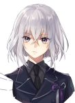  1boy fhalei honebami_toushirou male_focus military military_uniform necktie touken_ranbu uniform upper_body violet_eyes white_hair 