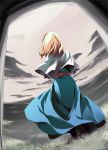  1girl alice_margatroid back blonde_hair bow capelet from_behind hair_bow namatarou solo touhou 