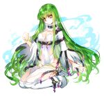  1girl adapted_costume breasts c.c. cleavage code_geass commentary_request creayus long_hair looking_at_viewer solo thigh-highs 