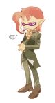  ... 1boy domino_mask earrings full_body gakuran inkling io_(sinking=carousel) jewelry jojo_no_kimyou_na_bouken kakyouin_noriaki kakyouin_noriaki_(cosplay) male_focus mask pointy_ears redhead school_uniform solo speech_bubble splatoon tentacle_hair violet_eyes 