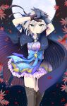  1girl anastasia_(idolmaster) autumn_leaves blue_eyes cape full_moon gloves highres idolmaster idolmaster_cinderella_girls japanese_clothes moon popon_ta short_hair silver_hair solo 