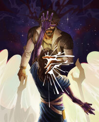  2boys arcane:_league_of_legends brown_hair jayce_(league_of_legends) kinggelbe league_of_legends magic one_eye_covered stars viktor_(league_of_legends) 