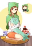  1girl absurdres brown_hair creeper highres looking_at_viewer minecraft red_eyes smile solo_focus steamed_egg tagme 