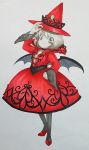 1girl alternate_costume dress halloween_costume hat looking_at_viewer lyrica_prismriver oota_jun&#039;ya_(style) red_dress shu_(loveeater) smile solo touhou witch_hat 