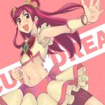  1girl bike_shorts cure_dream elk115 hair_ornament hair_rings jewelry long_hair magical_girl midriff navel open_mouth outstretched_arm outstretched_hand pink_eyes pink_hair precure shorts_under_skirt skirt smile yes!_precure_5 yumehara_nozomi 