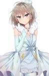  1girl anastasia_(idolmaster) bare_shoulders blue_eyes breasts dress elbow_gloves fupe_(sealno108) gloves hat idolmaster idolmaster_cinderella_girls pantyhose pure_white_memories short_hair silver_hair smile solo 