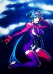  1girl blue_eyes blue_hair bodysuit crystal_graziano full_body hairband high_heels klan_klein kneeling long_hair macross macross_frontier meltrandi pointy_ears solo twintails very_long_hair wrist_cuffs zentradi 