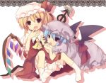  flandre_scarlet hat kobato_(artist) morinaga_kobato multiple_girls remilia_scarlet ribbon siblings sisters touhou wings 