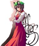  animal_ears brown_eyes brown_hair cat_ears cat_tail chen dress earrings guang hat jewelry multiple_tails short_hair sigil tail touhou 
