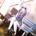  blazer bunny_ears foxone2009 loafers long_hair necktie pleated_skirt purple_hair rabbit_ears red_eyes reisen_udongein_inaba shoes skirt solo thigh-highs thighhighs touhou very_long_hair white_legwear 