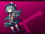 character_name eyes green_eyes green_hair hat heart komeiji_koishi long_hair necktie red_(artist) solo thigh-highs thighhighs touhou wink 