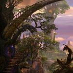  cityscape creature fantasy forest nature original scenery stairs tree treehouse ucchiey 