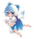  abuse barefoot blood blue_eyes blue_hair bow bruise cirno failed_on_test failure hair_bow injury koro_(artist) looking_back no_shoes paper sad short_hair solo tears test test_score touhou translated violence wings 